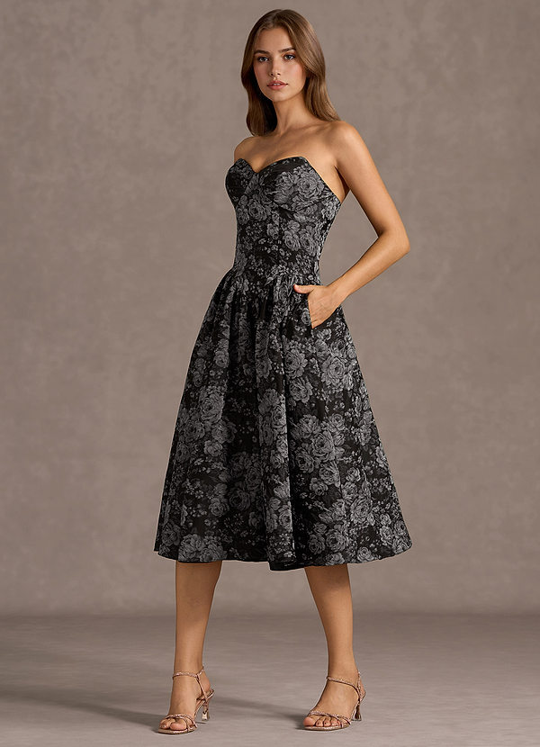 Aurora Silver Black Midi Dress image1