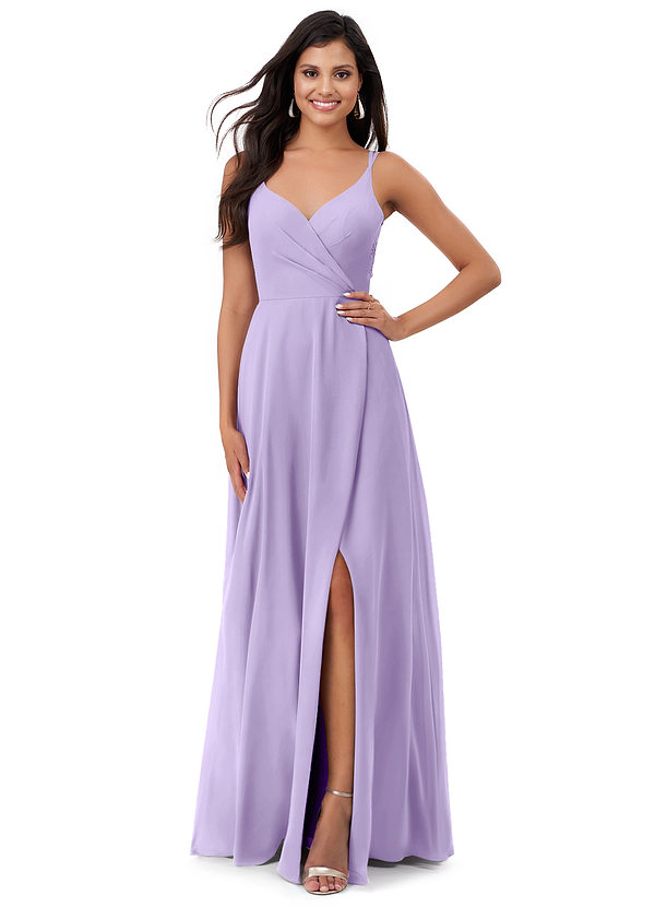 Azazie Lennon Bridesmaid Dresses Lilac A-Line Lace Chiffon Dress image1
