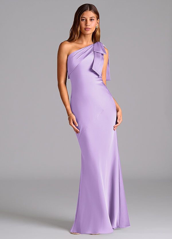 Azazie Yuanna Bridesmaid Dresses Lilac Mermaid One Shoulder Stretch Satin Dress image1