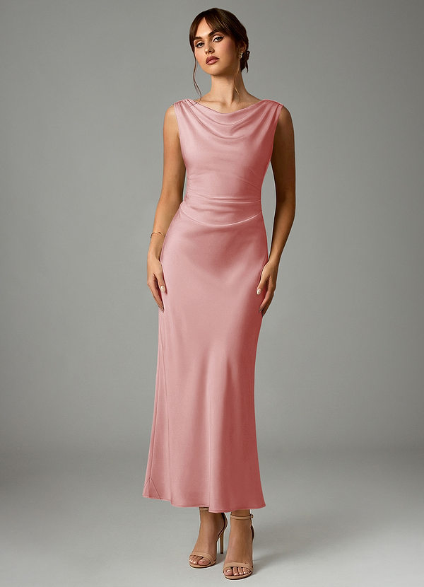 Azazie Kieryn Brautjungfernkleider Meerjungfrau-Linie Plissee Stretch-Satin Kleid Puderrosa image1