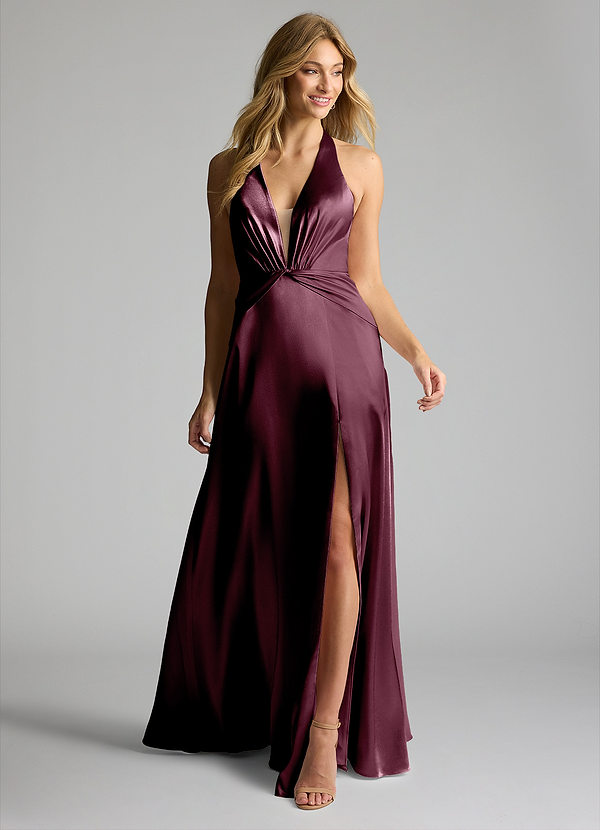 Janessa A-Line Metallic Satin Dress