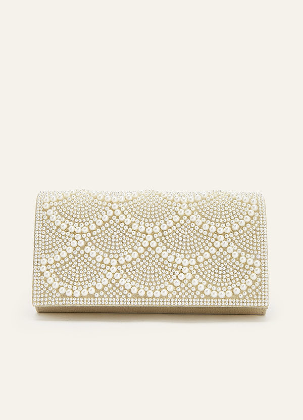 front Scalloped Pearl Embellished Clutch