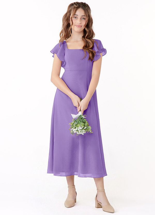 Azazie Bondi Junior Jurk van Chiffon met A-Lijn Ruches Tahiti image1