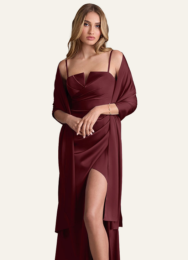 front Azazie 매칭 컬러 스트레치 새틴 숄