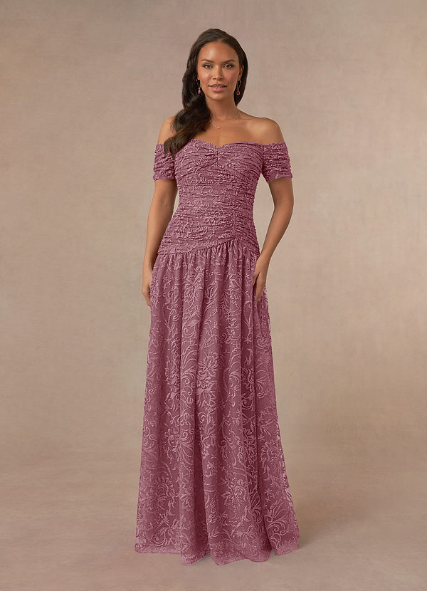 Azazie Lucretia Mother of the Bride Dresses A-Line Sweetheart Off the Shoulder Lace Floor-Length Dress image1