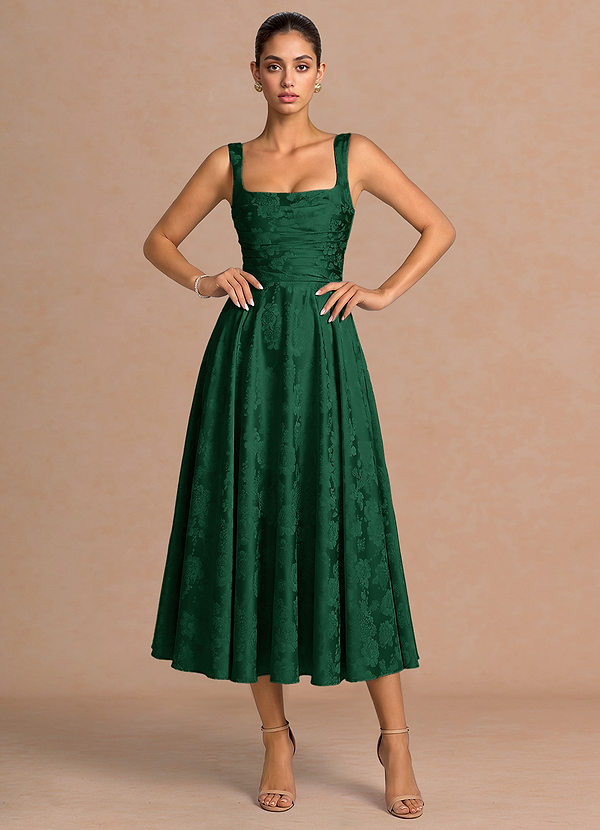 Azaria Deep Green Midi Dress image1