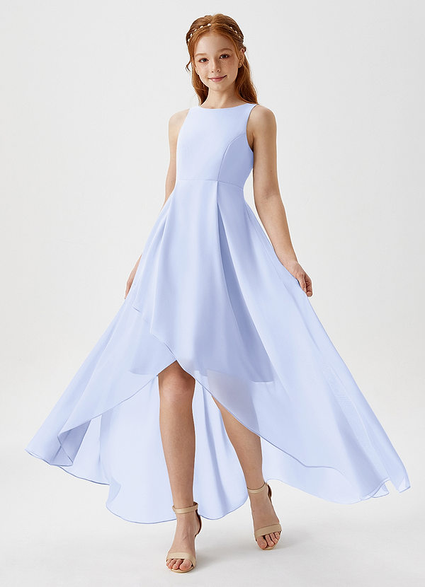 Azazie Lizette Junior Abito A-Line in Chiffon Plissettato Lavanda image1