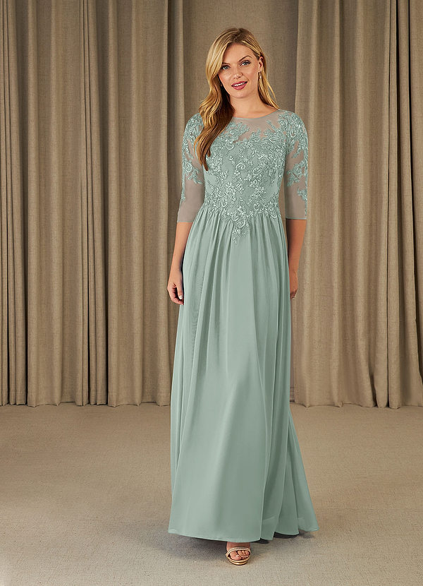 Azazie Mirielle Vestidos para la madre de la novia Vestido Agave de Gasa de Corte en A con Encaje Scoop image1