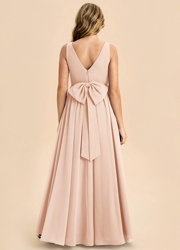 Azazie Hathaway Junior English Rose A-Line Bow Chiffon Dress image1