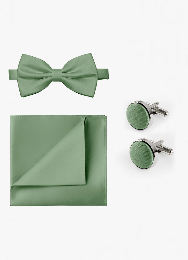 front Matching Bow Tie & Pocket Square & Cuff Links Set