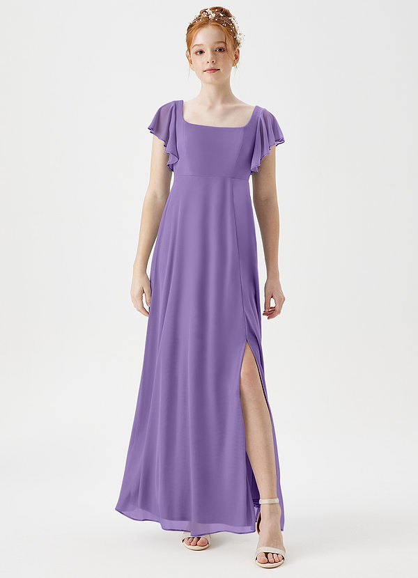 Azazie Bondi Junior A-Linie Seitliche Cut-Outs Gittergewebe Kleid Tahiti image1