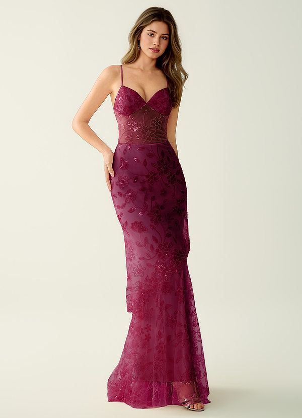 Fayerosa Burgundy Beading Sequin Embroidery Prom Dress image1