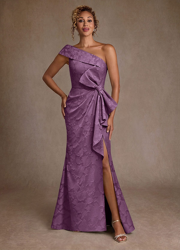 Azazie Hampton Mother of the Brides Dresses Wisteria Mermaid One Shoulder Floral Burnout Dress image1
