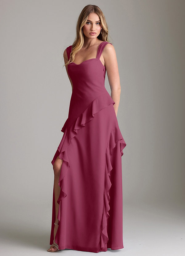 Azazie Sloane Bridesmaid Dresses Mulberry A-Line Sweetheart Neckline Chiffon Dress image1