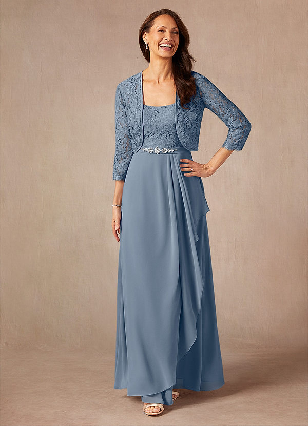 Azazie Ainsling Mother of the Brides Dresses Twilight A-Line Square Neckline Lace Chiffon Dress image1
