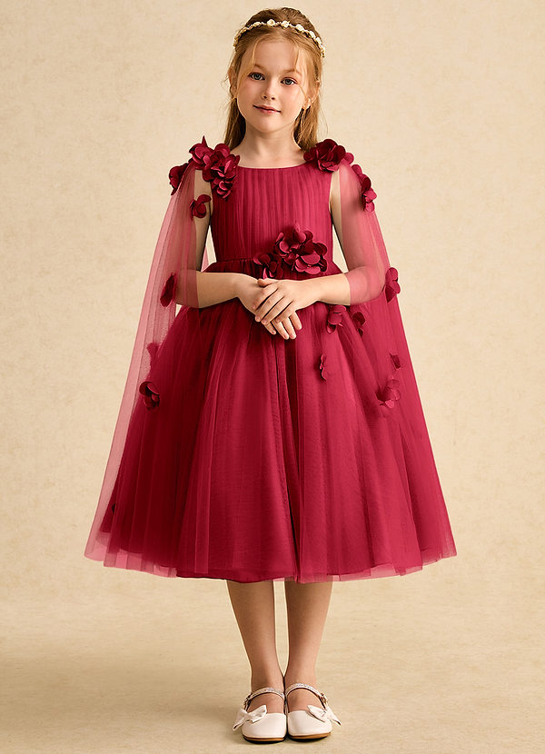 Azazie Staria Blumenkinder Kleider Ballkleid Gestreift Tüll Kleid Scharlachrot image1