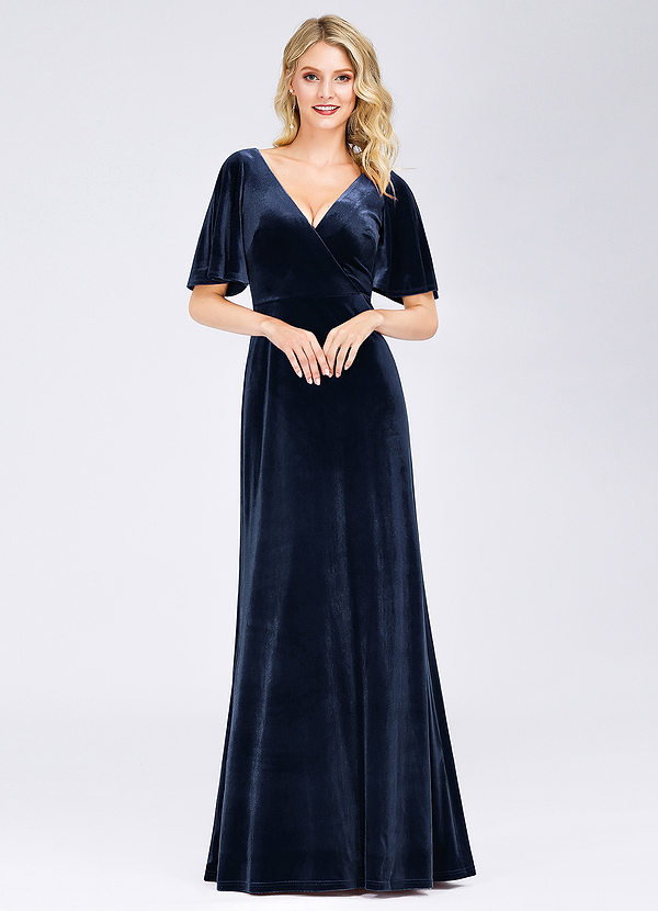 EVER-PRETTY Surplice Neck Flutter Sleeve Velvet Dress Dresses | Azazie