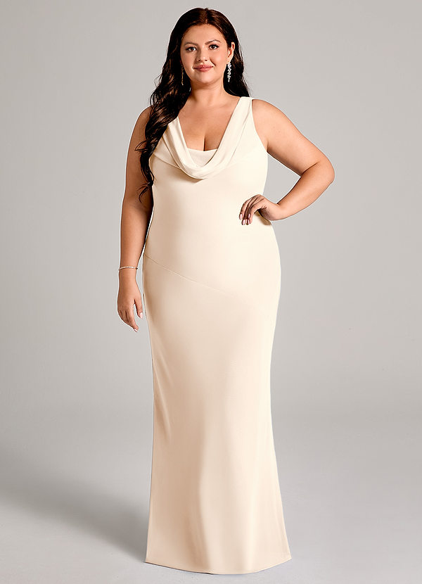 Azazie Rylina Abiti da Damigella Abito Sirena in Chiffon Plissettato Alabastro Bianco image1