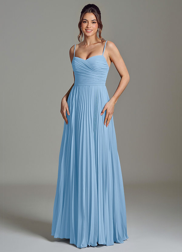 Azazie Catie Bridesmaid Dresses Powder Blue A-Line Sweetheart Neckline Chiffon Dress image1