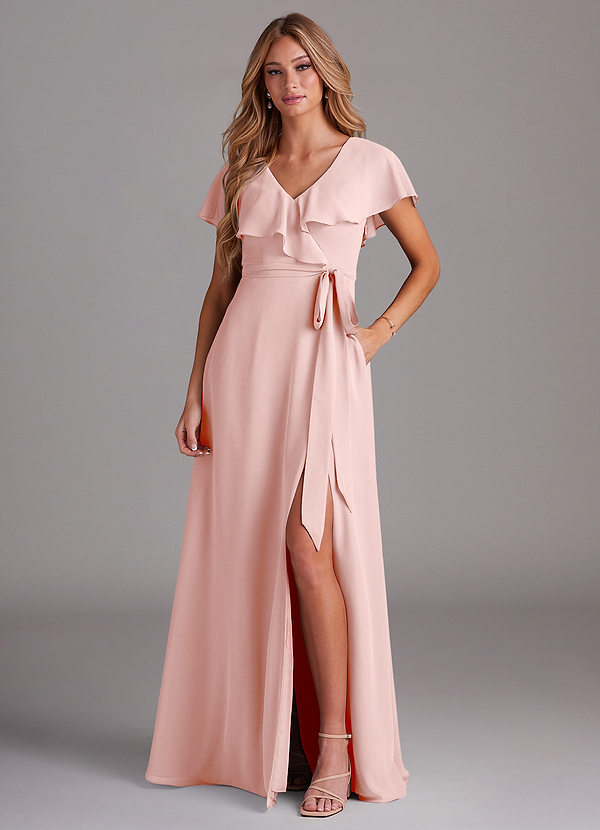 Azazie Lainey Brudtärneklänningar Klä av A-Linje i Chiffong med fickor Puderrosa image1