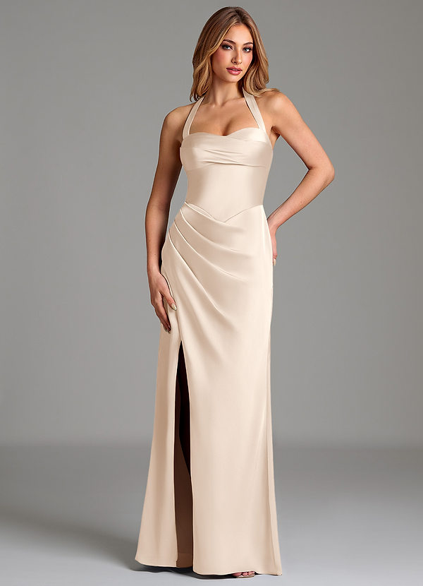 Azazie Serenity Bridesmaid Dresses White Alabaster Mermaid Sweetheart Neckline Stretch Satin Dress image1