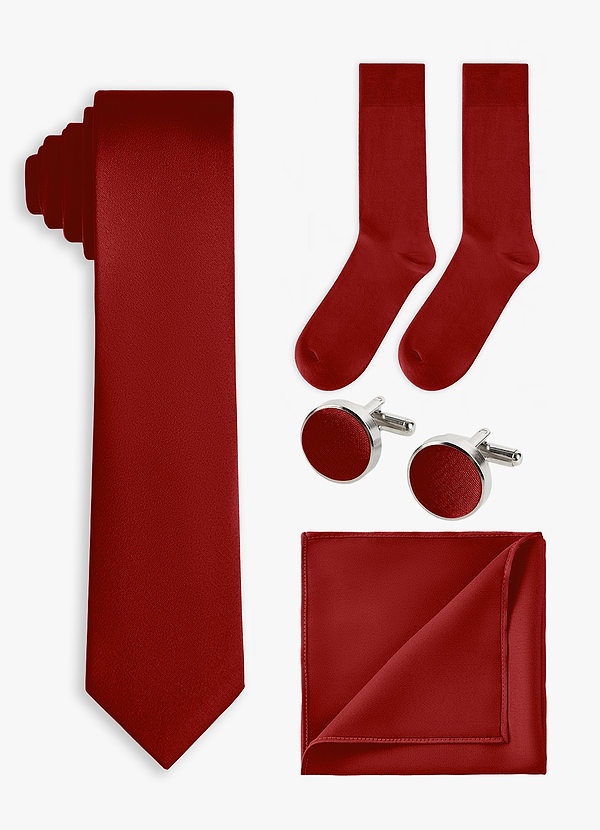 front Bijpassende kleur 4-delige stretch satijnen skinny stropdasset