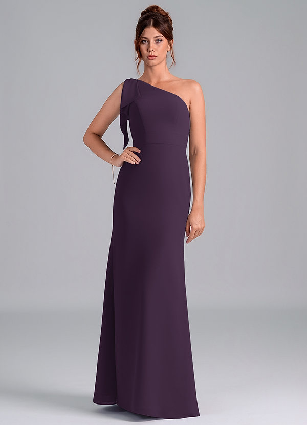 Azazie Rinna Bridesmaid Dresses Plum Mermaid One Shoulder Chiffon Dress image1