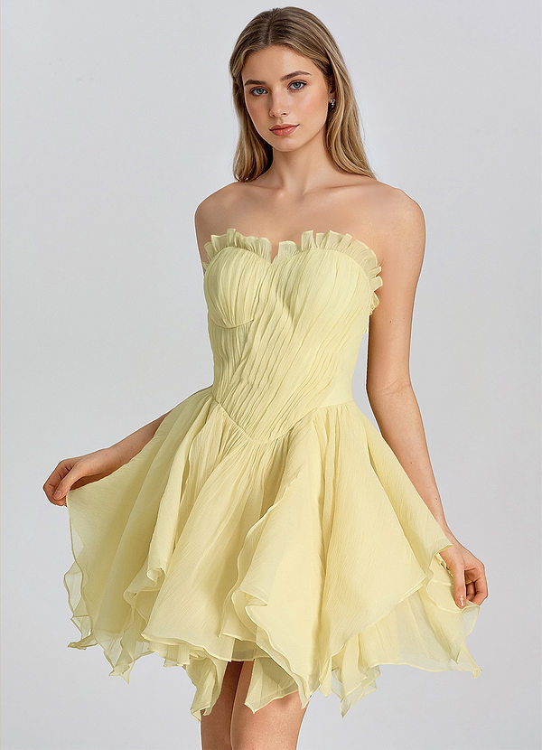 Lioraelle Jaune Robe courte trapèze en mousseline image1