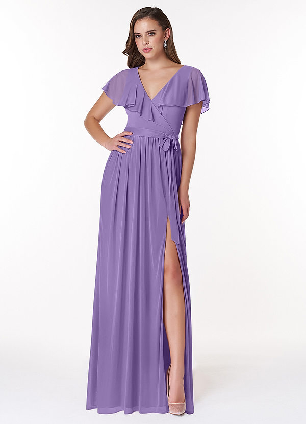 Azazie Jael Bridesmaid Dresses Tahiti A-Line V-Neck Mesh Dress image1