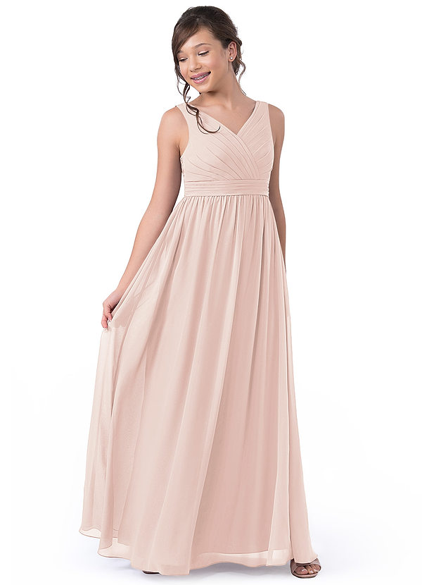 Azazie Kora Junior Rose Petal A-Line Pleated Chiffon Dress image1
