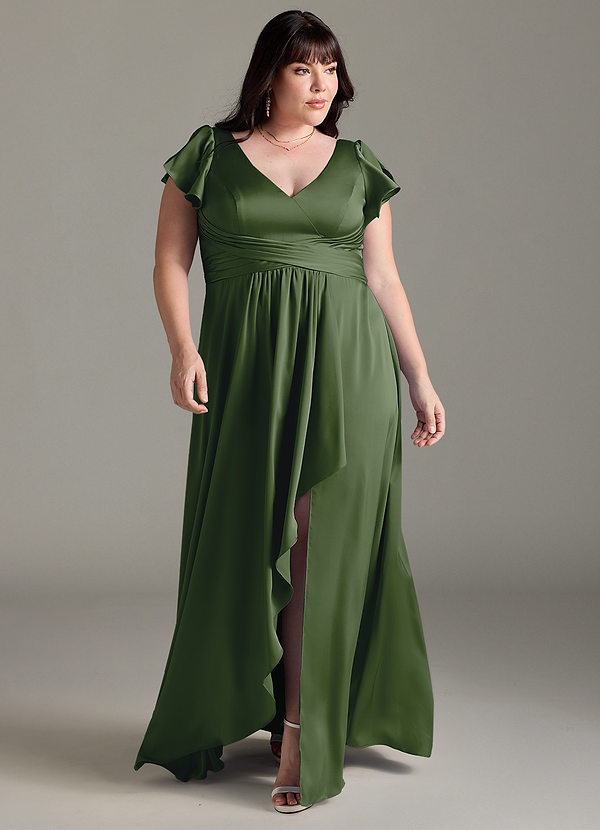 Azazie Omari Bridesmaid Dresses Juniper A-Line Stretch Satin Dress image1