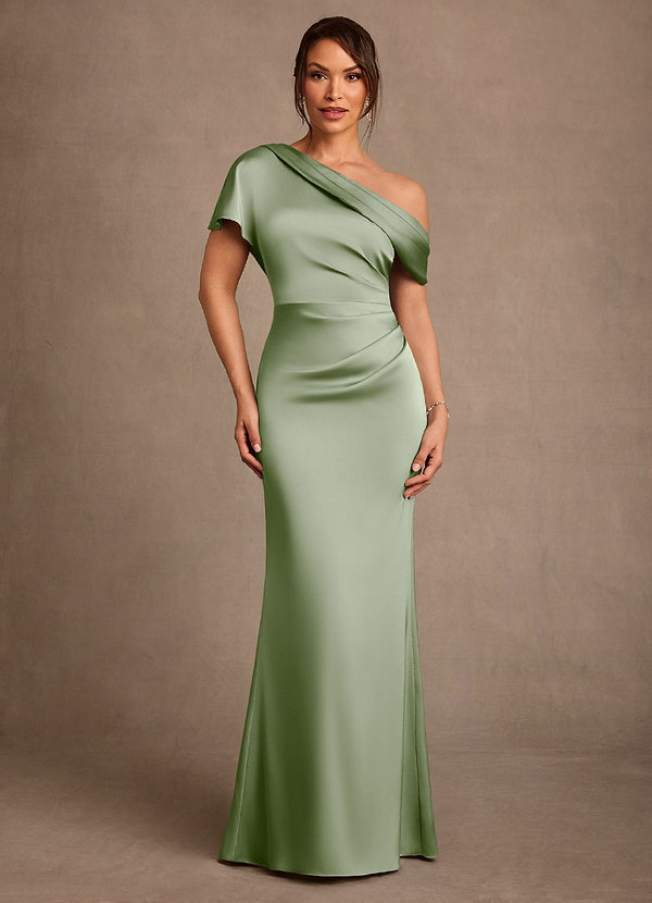 Azazie Rutha Moeder van de Bruid Jurken Kolom Jurk van Stretch Satijn One-Shoulder Stoffige Salie image1