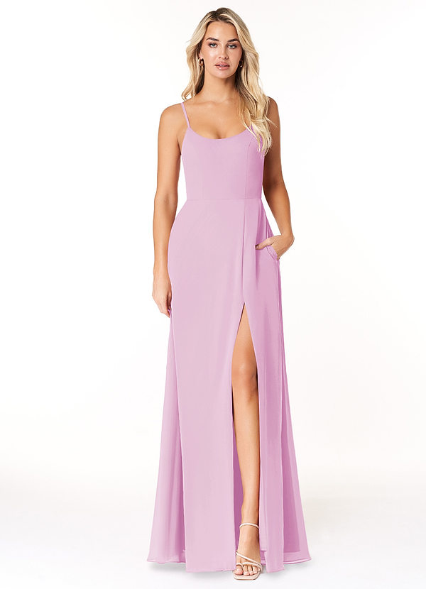 Azazie Moira Bridesmaid Dresses Candy Pink A-Line Scoop Chiffon Dress image1