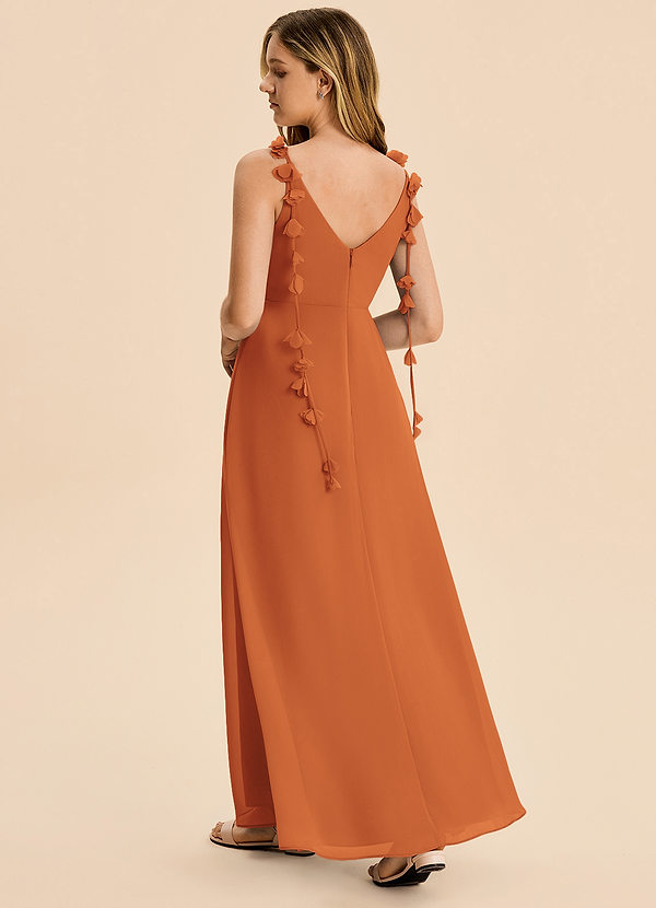 Azazie Gumdrop Junior Cinnamon Empire Pleated Chiffon Dress image1
