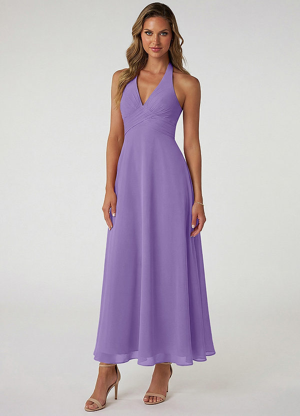 Azazie Tessie Suknie dla druhen Linia A Pofałdowany Szyfon Długość kostki Sukienka image1