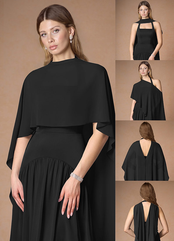front Azazie Matching Color Chiffon Multiway Cape