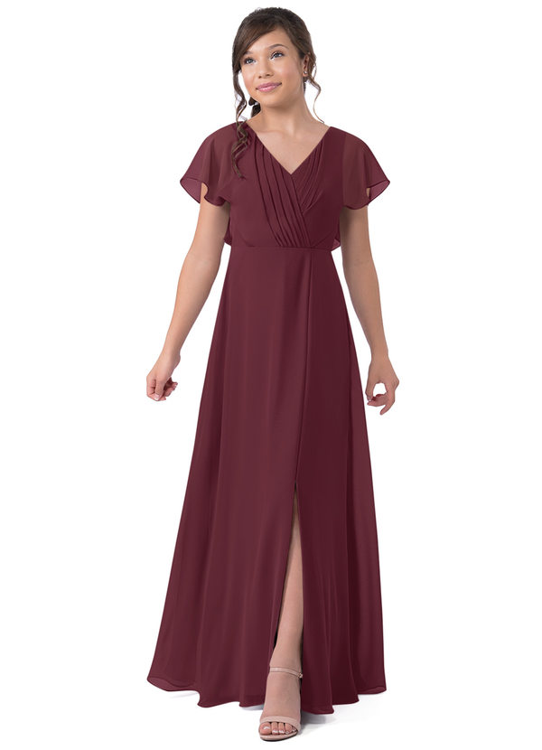 Leona Tirante Espagueti Gasa Vestido De Dama De Honor Cabernet Tallas Grandes