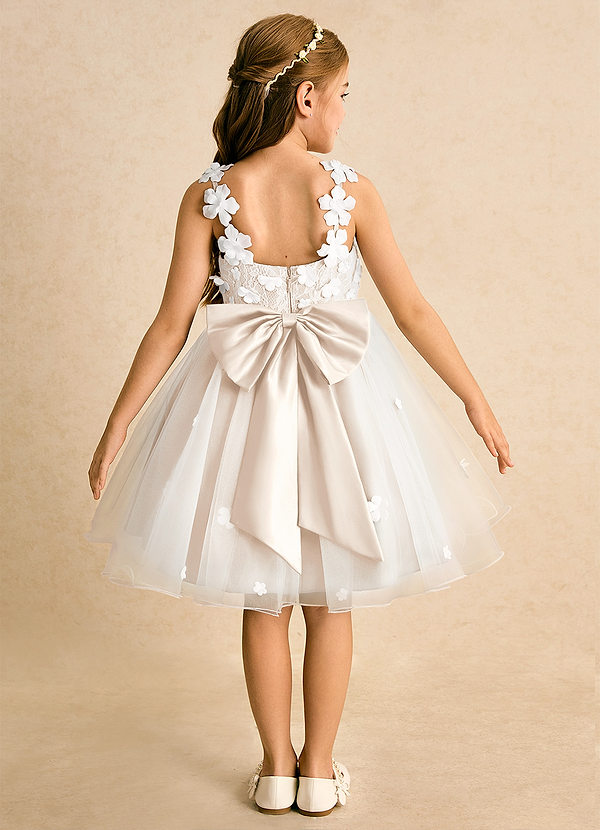 Azazie Junebug Vestidos de Niña de Flores Vestido de Marfil Blanco Alabastro de Tul de Princesa con Encaje image1