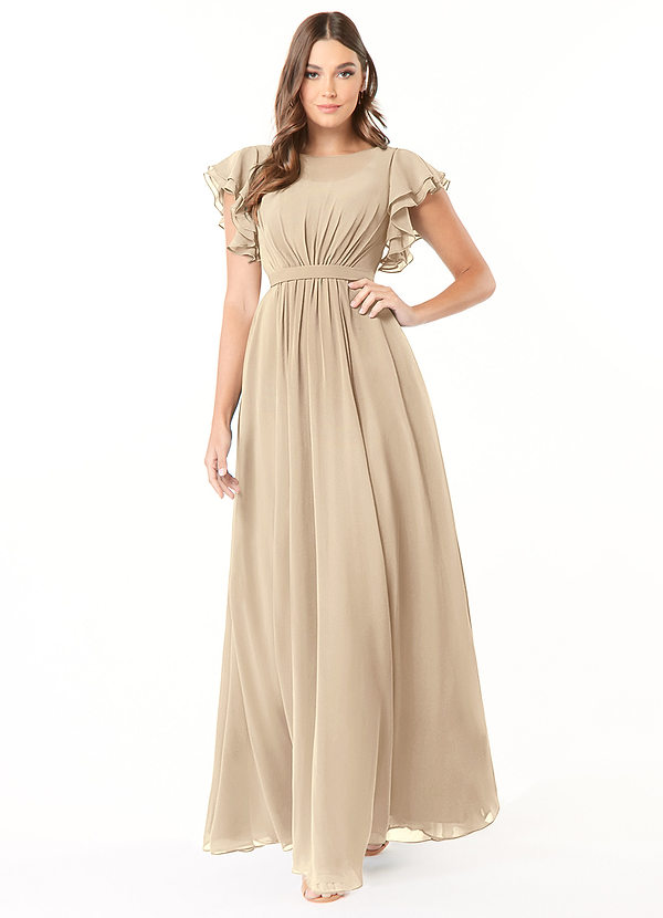 Champagne Modest Bridesmaid Dresses Azazie