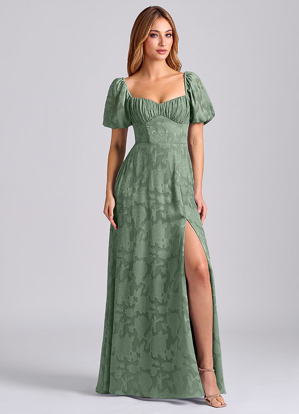 Azazie Mirian Bruidsmeisjes Jurken Jurk van Bloemen Burn-out met A-Lijn Sweetheart Halslijn Matcha image1