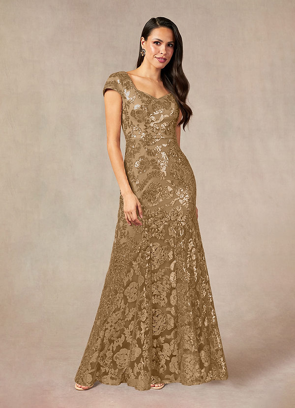 Azazie Korinna Mother of the Brides Dresses Taupe Mermaid Sequins Dress image1
