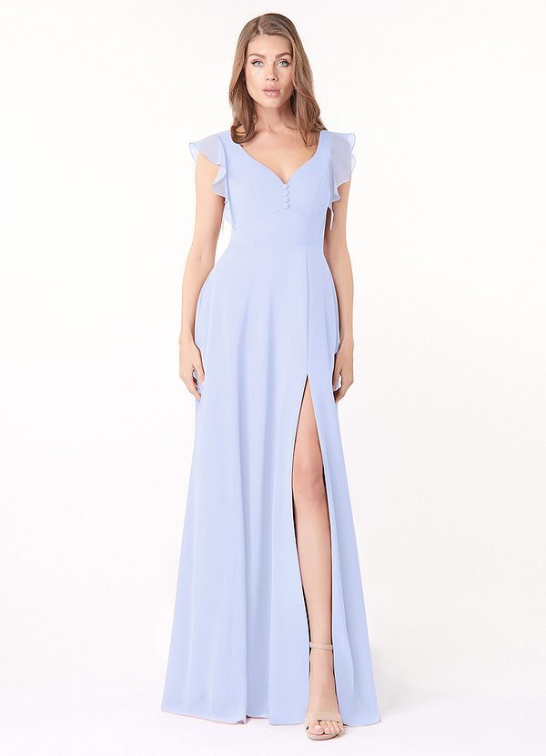 Azazie Rumi Bridesmaid Dresses A-Line Chiffon Floor-Length Dress with Pockets image1