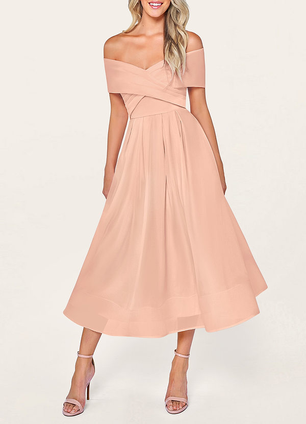 front Cher à mon coeur Rose Pâle Robe mi-longue à épaules dénudées