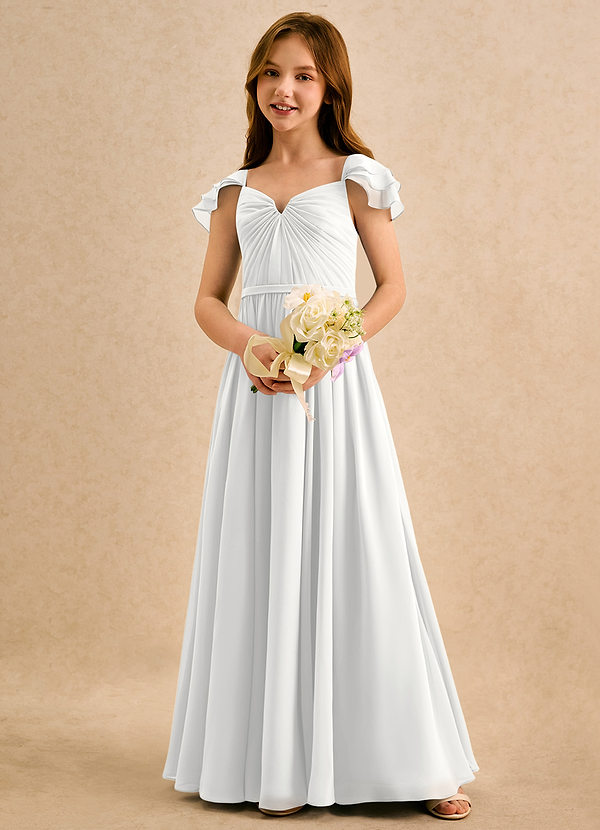 Azazie Meimei Girls Formal Klänningar för brudeflicka Klä A-Line i Chiffong Plisserad image1