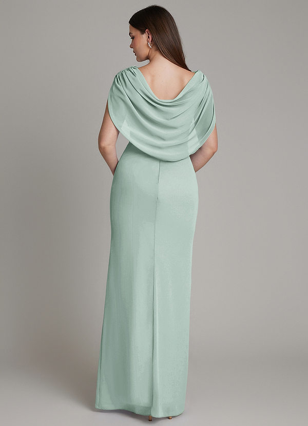 Azazie Hadley Brautjungfernkleider Meerjungfrau-Linie Plissee Chiffon Kleid Agave image1