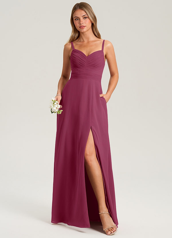 Azazie Terese Bridesmaid Dresses Mulberry A-Line Pleated Chiffon Dress image1