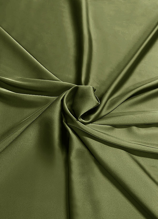 front Azazie Olivgrün Stretch-Satin-Stoff, Meterware