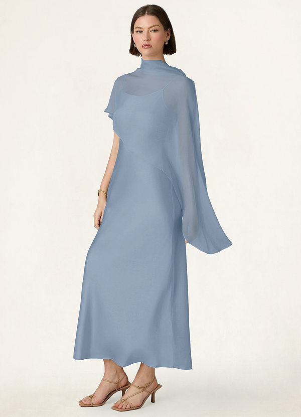 front Azazie Cape en mousseline de couleur assortie coupée en biais