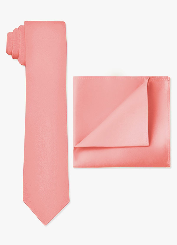 Set aus schmaler Krawatte und Einstecktuch aus mattem Satin front