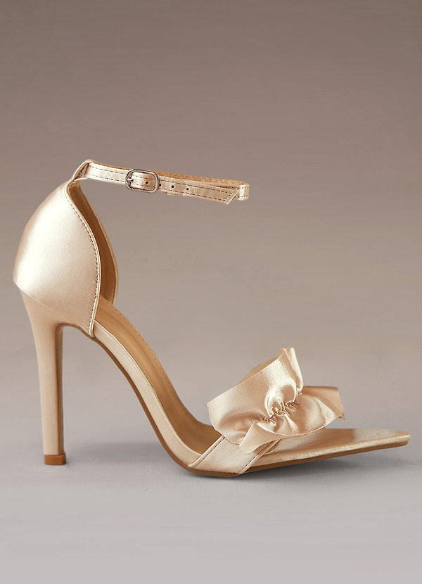 Champagne Champagne Pleated Ruffle Evening Heels Azazie